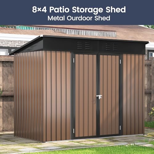UDPATIO Outdoor Storage Shed 6 x 6 FT, Resin Garden Sheds with Floor Plastic Patio Outdoor Storage Shed with Lockable Door for Tool, Bike