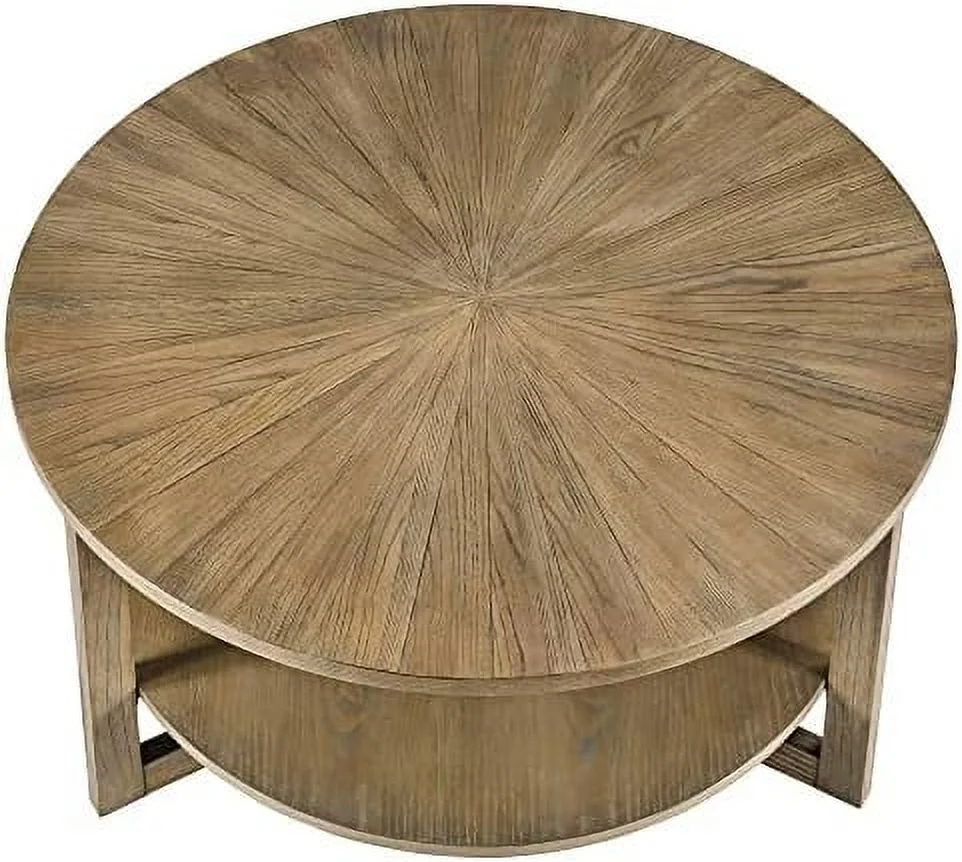 YZboomLife Round Coffee Table Living Room  Circle Round Coffee Table with   Farmhouse Solid Wood Coffee Table  Yellowish Brown  KFZ-3338
