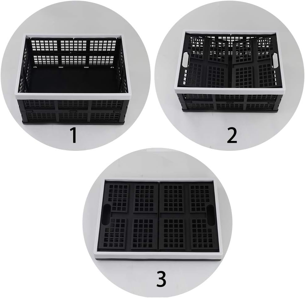 CadineUS 3 Packs 32 Quart Folding Collapsible Crates, Folding Storage Bin Pack of 2