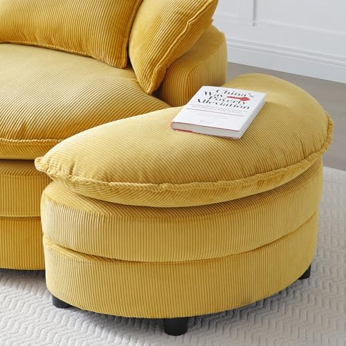 360 Swivel Accent Barrel Chair with Storage Ottoman & Headrest