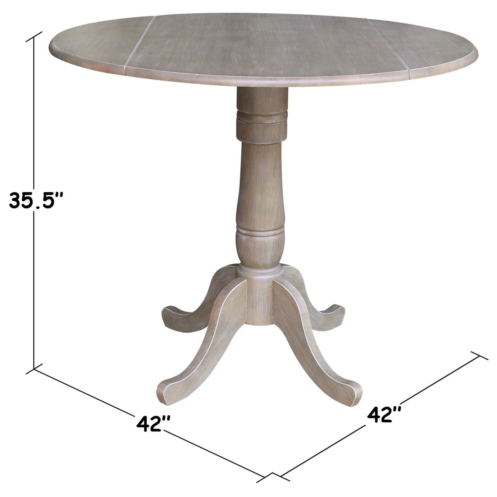 42" Round Dual Drop Leaf Pedestal Table - 35.5"H