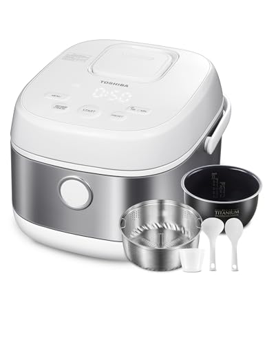 TOSHIBA Induction Heating Rice Cooker - Low Carb, Low Sugar, Digital Steamer, 5.5 Cups (Uncooked), 8 Cooking Functions, 24H Timer & Auto Keep Warm