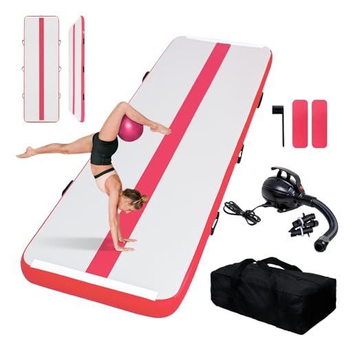 FEATH-R-LITE 10/13ft Inflatable Gymnastics Tumble Track Tumbling Mat 4in Thick Air Floor Tumble Track with Electric Pump for Cheer