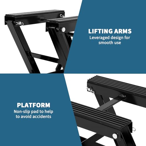 Hydraulic Motorcycle Lift Jack 1500Lb Capacity ATV Scissor Jack with 4.7-14.57in Height Adjustment, Non-Slip Platform & 360° Swivel Casters