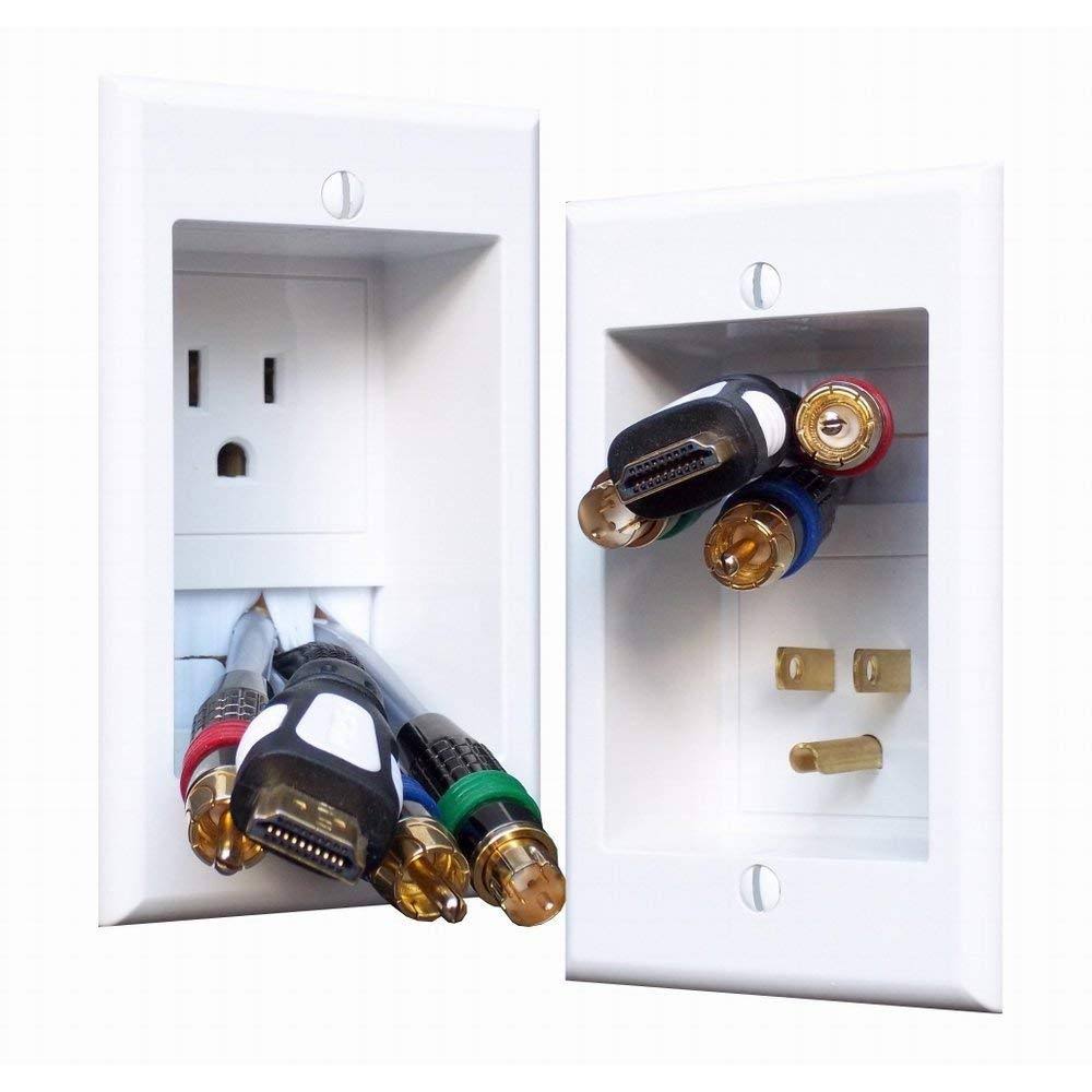 Powerbridge ONE-PRO-6 Single-Outlet Professional Grade Recessed In-Wall Cable Management System for Wall-Mounted