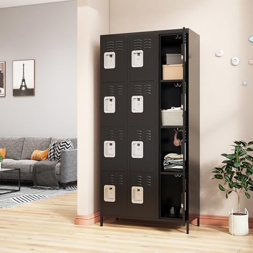 3 Doors Lockers for Employees, Steel Storage Lockers Lockable, Metal Locker Storage Cabinet for Home Office School Gym, Require Assembly (Grey)