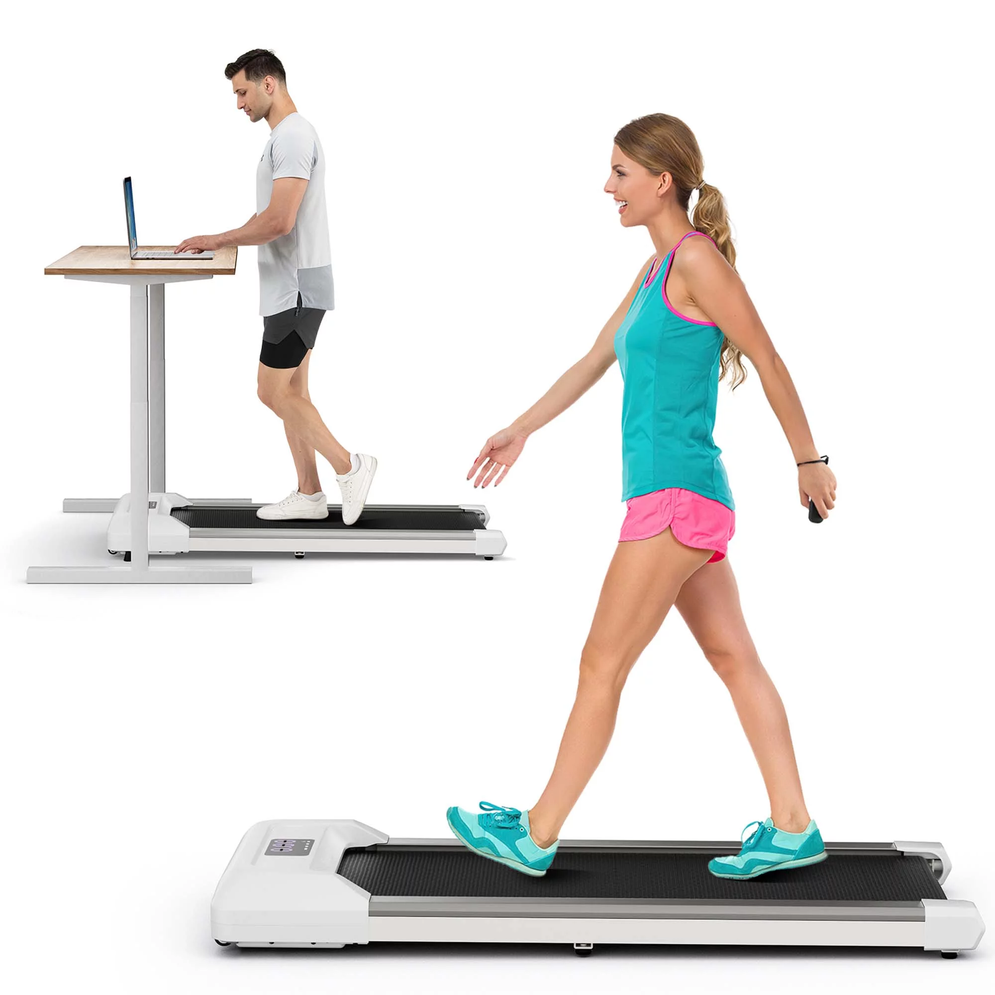 SuperFit 0.6-3.8MPH Walking Pad Under Desk Treadmill with Remote Control and LED Display Black