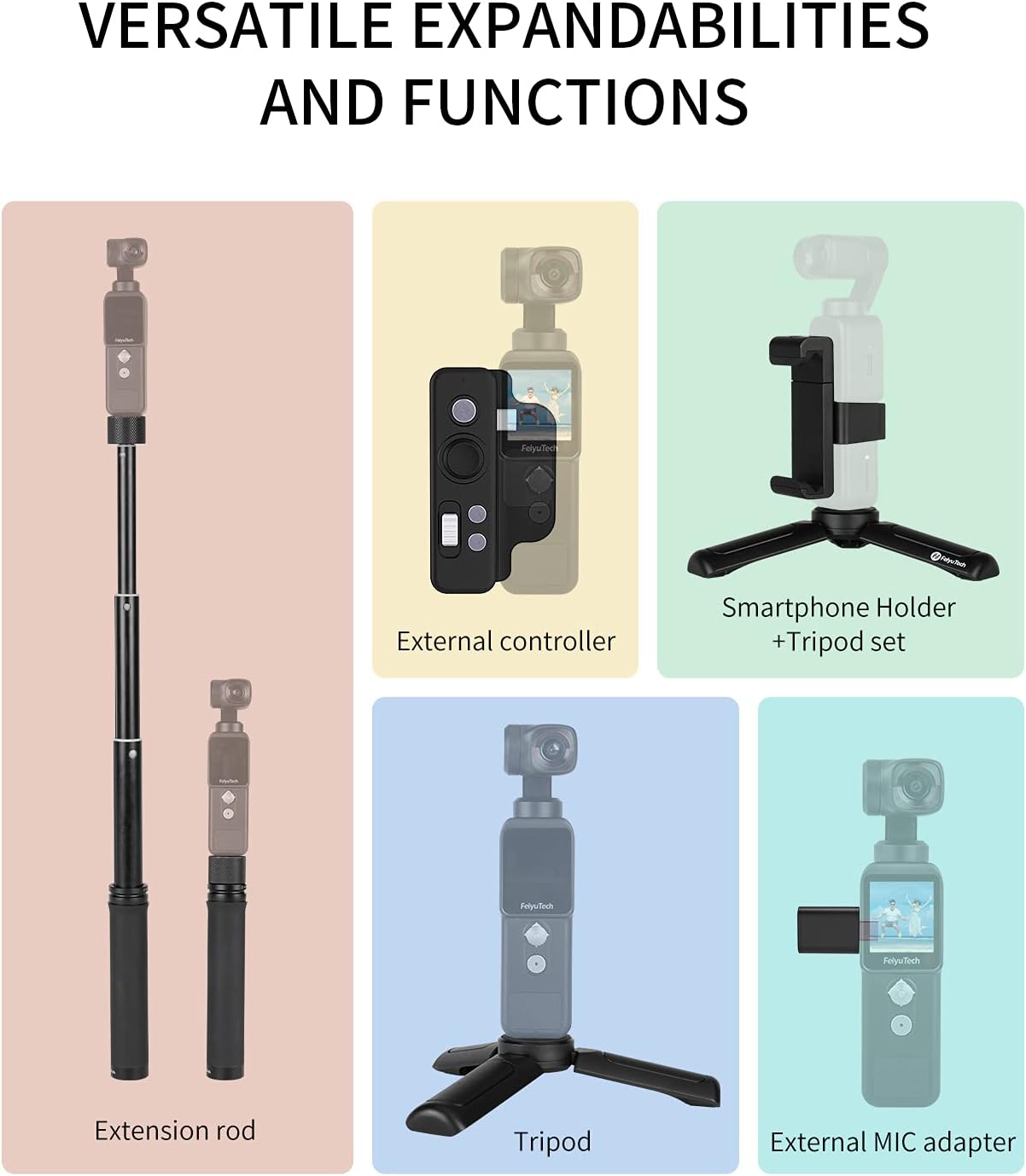 Feiyu Pocket 2-Light Handheld 3-Axis Gimbal Stabilized 4K Video Action Camera,130° View,Magnetic AL. Alloy Boby with Mic Speaker,4xZoom,12MP Photo