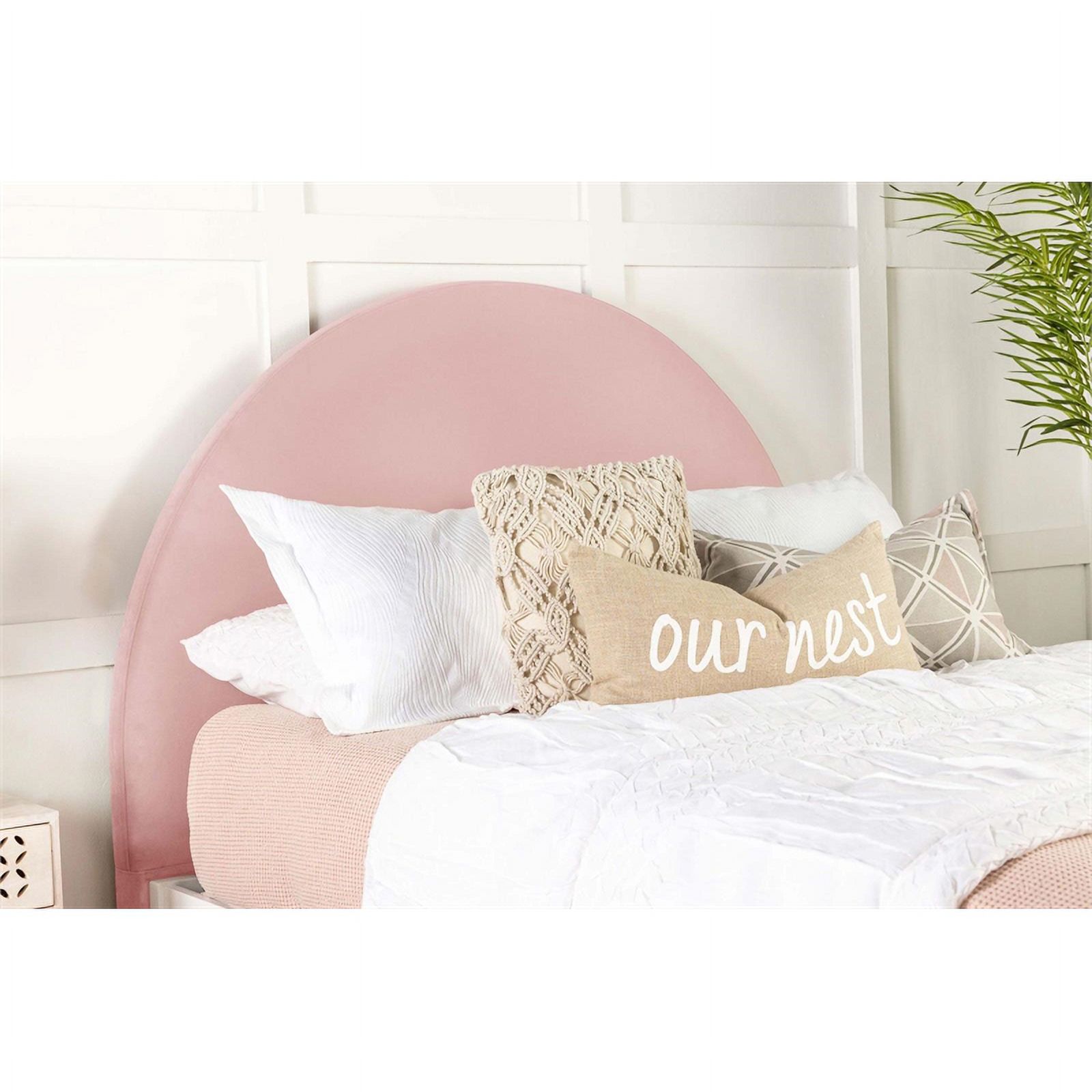 Maklaine Transitional Velvet Upholstered Arched Twin Headboard Blush