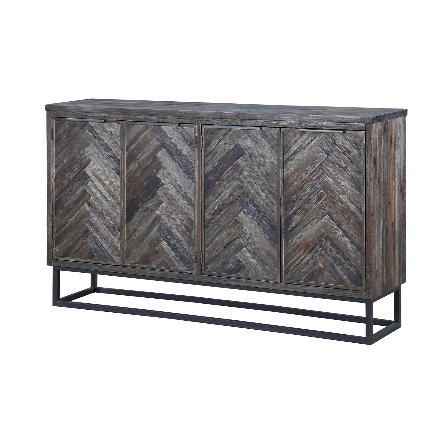 Coast To Coast Imports Aspen Court Solid Wood Herringbone 4-Door Credenza