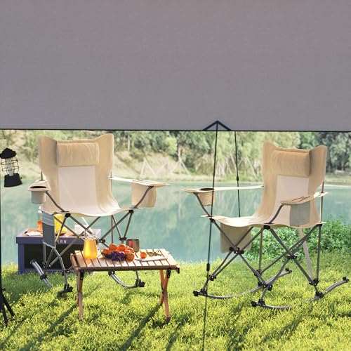 Outsunny Folding Rocking Camping Chairs for Adults, Portable Outdoor Rocking Chairs with Headrest, Cooler Bag, Cup Holder