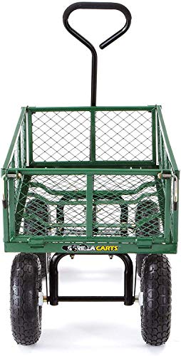 Gorilla Carts Steel Utility Wagon w/ Removable Side Panels, 1000 lb Capacity, Gray