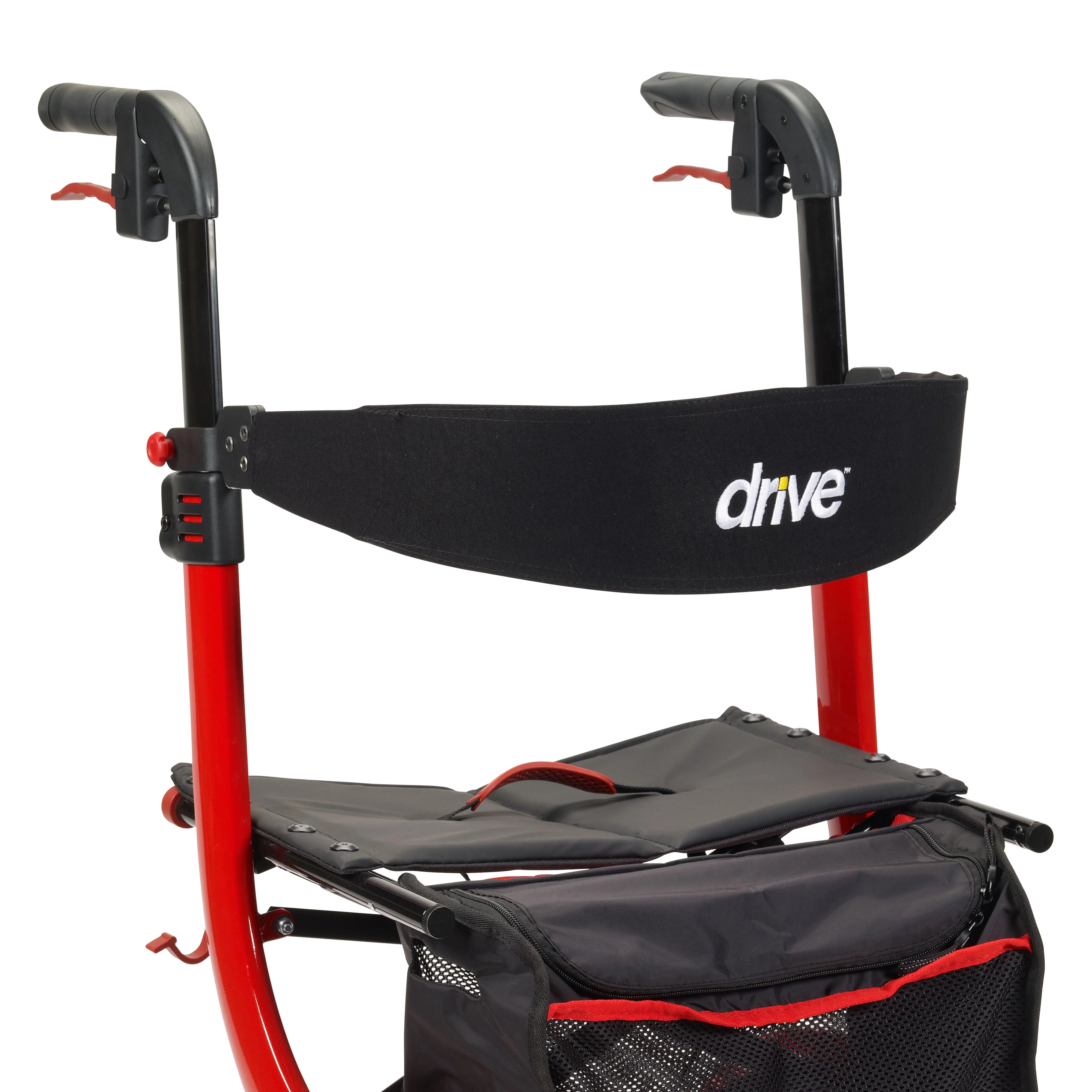 Drive Medical Nitro Euro Style Rollator Rolling Walker, Red