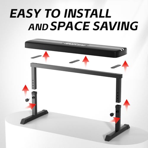 Black Flat weight Bench, Bench workout, Easy Assembly for Training Bench Press with adjustable height