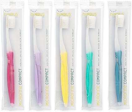 Nimbus Extra Soft Toothbrushes (Compact Size Head) Periodontist Design Tapered Bristles for Sensitive Teeth and Receding Gums