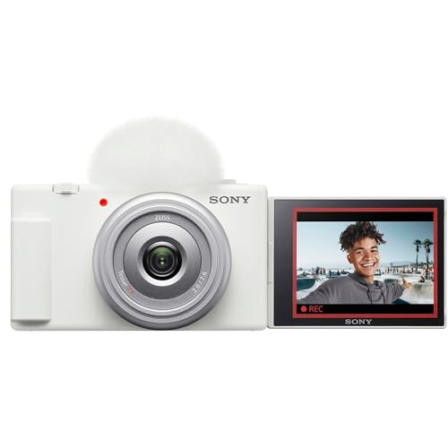 Sony ZV-1F Vlogging Camera (White)|20.1MP | 64GB Extreem Speed Memory,.43 Wide Angle & 2X Lenses, Case. Tripod, Filters, Hood, Grip