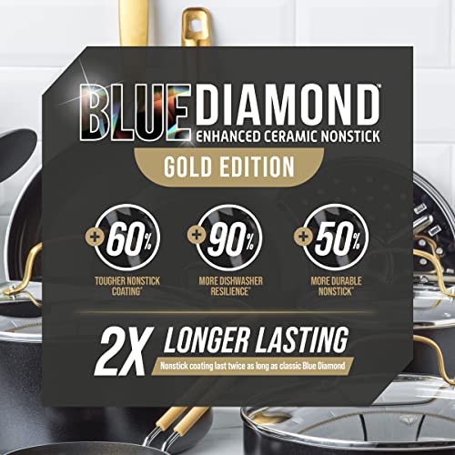 Blue Diamond 20 Piece Cookware and Bakeware Set, Diamond Infused PFOA PFAS-Free Ceramic Nonstick Pots and Pans