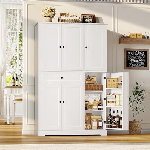 HOSTACK 68" Tall Kitchen Pantry Storage Cabinet, Modern Kitchen Hutch Cabinet with Doors and Shelves