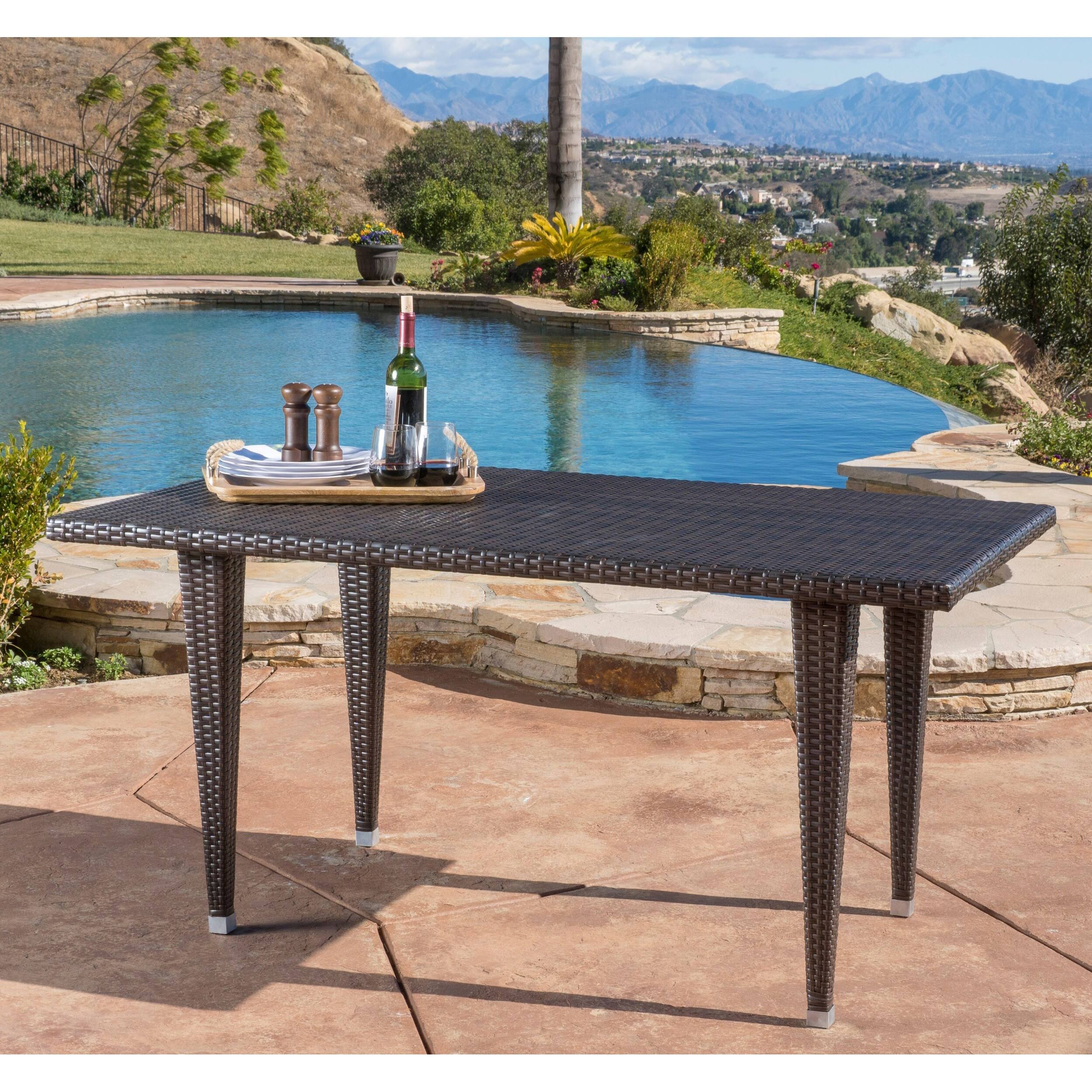 Dominica Rectangle Wicker Table Multi Brown Christopher Knight Home