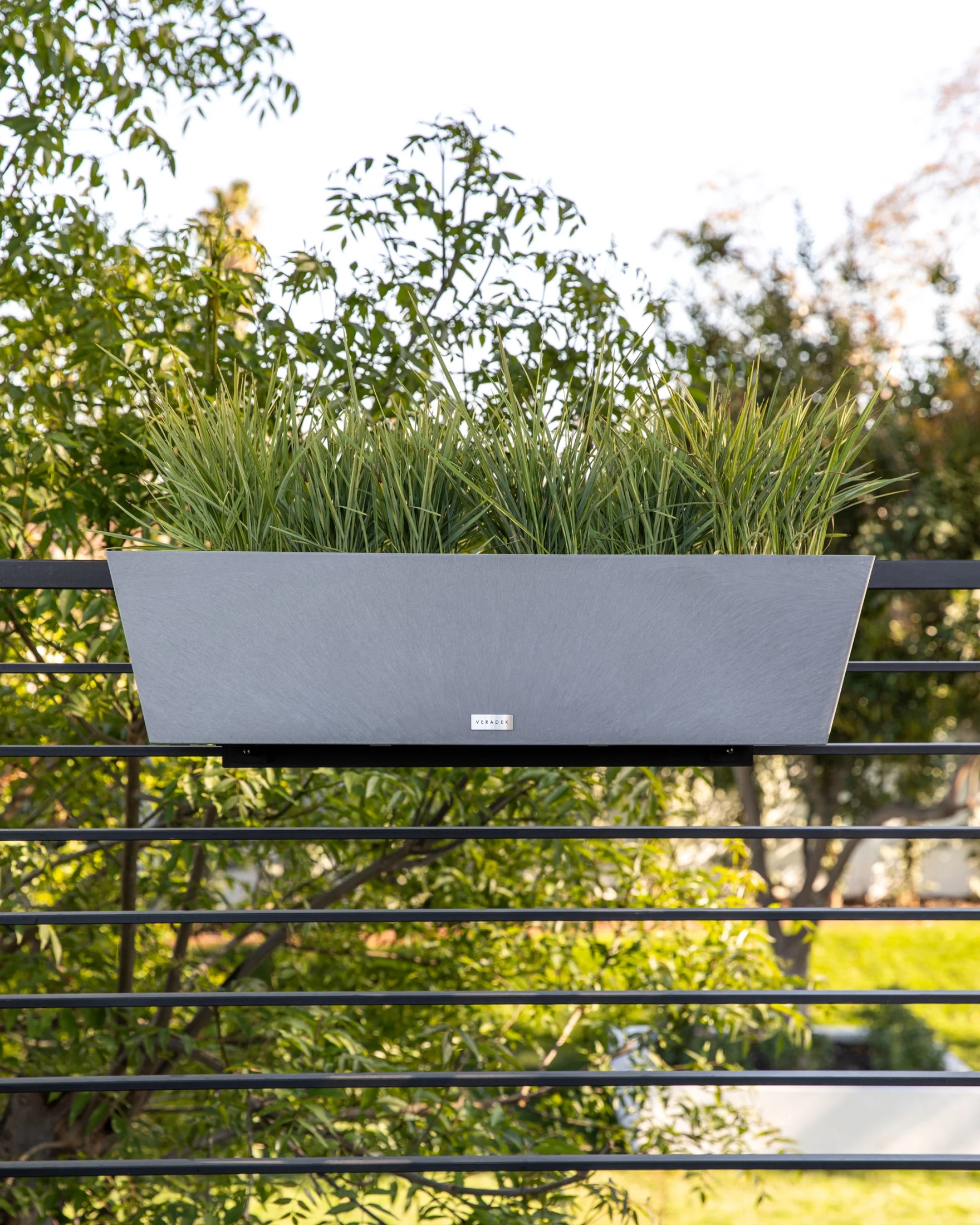 Veradek Pure Series Railing 36" Plastic Planter - Gray