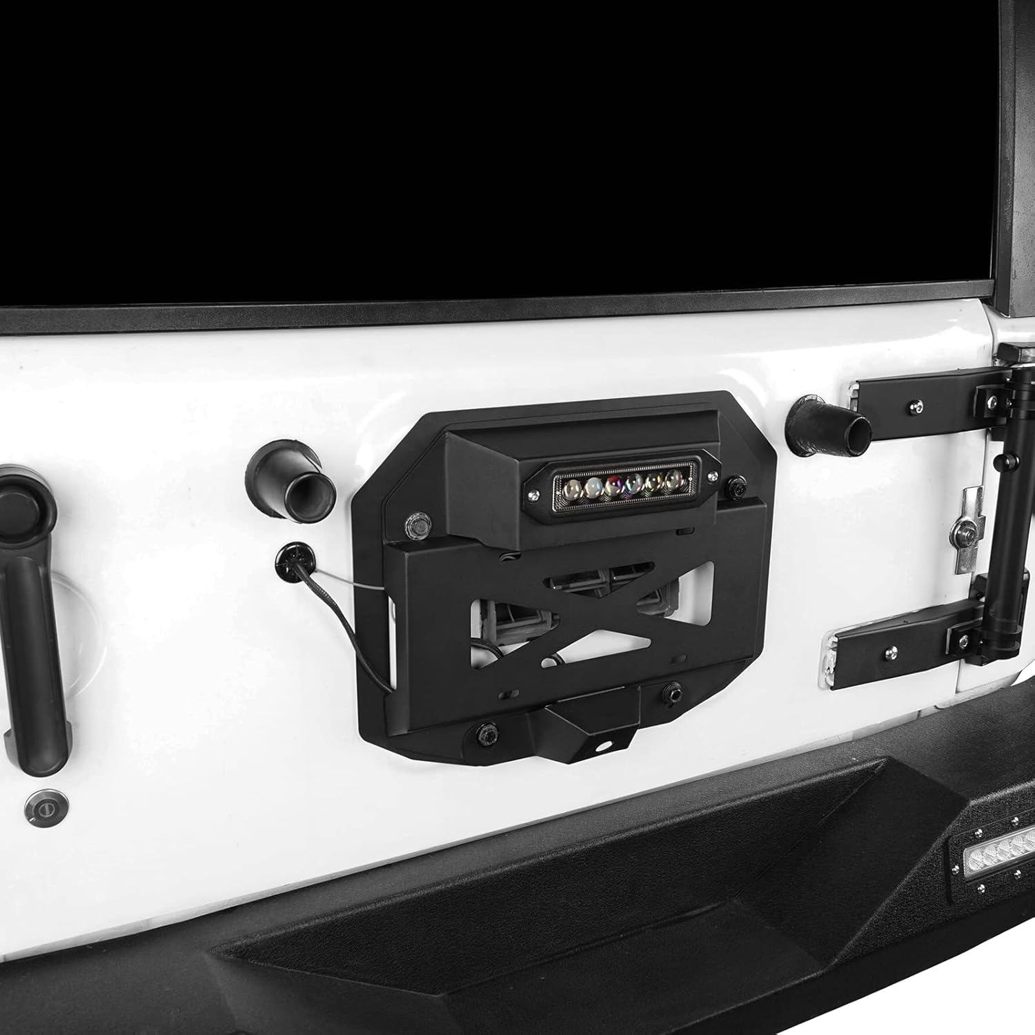 u-Box JK Spare Tire Delete License Plate Relocation Kit w/ 2X Plate Illuminate Light & Third Brake Light for Jeep Wrangler JK 2007-2018 & Unlimited