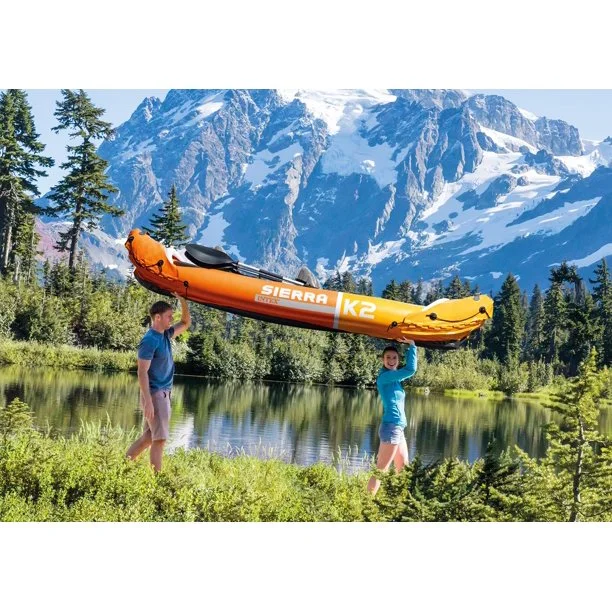 Intex Sierra K2 2-Person Inflatable Blow Up Fishing Kayak with Accessory Kit Oars and Hand Pump - Radiant Selections
