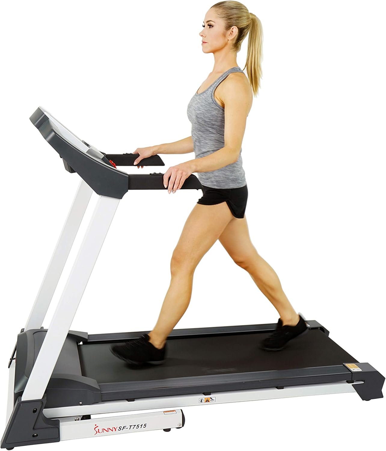 Sunny Health & Fitness SF-T7515 Smart Treadmill with Auto Incline, Speakers, Bluetooth, LCD and Pulse Monitor, Phone Function, 240 LB Max Weight