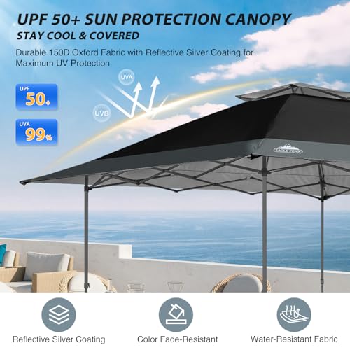 EAGLE PEAK 13x13 Straight Leg Pop Up Canopy Tent Instant Outdoor Canopy Easy Single Person Set up Folding Shelter w/Auto Extending Eaves 169 Square