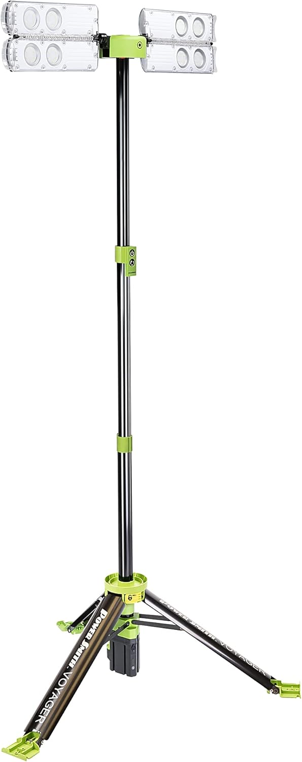 PowerSmith Voyager PVLR8000A-C 8000 Lumen Collapsible Cordless Tripod LED Work Light. Bare Light Only. 3-Way Power. AC or DC Adaptor or Battery