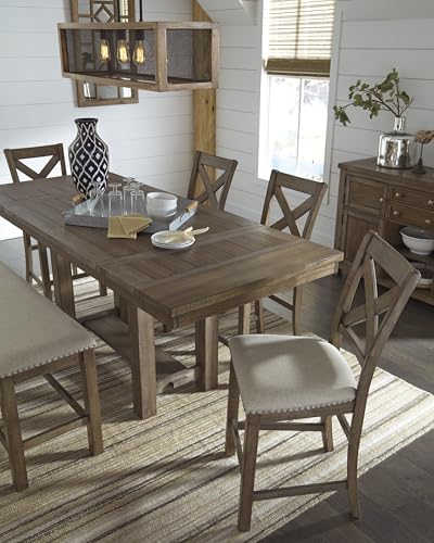 Signature Design by Ashley Robbinsdale Casual Removable Center Leaf Dining Extension Table with Trestle Base, White