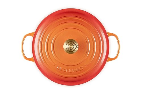 Le Creuset Enameled Cast Iron Signature Oval Dutch Oven, 15.5 qt., Flamme Doree with Crucible Knob