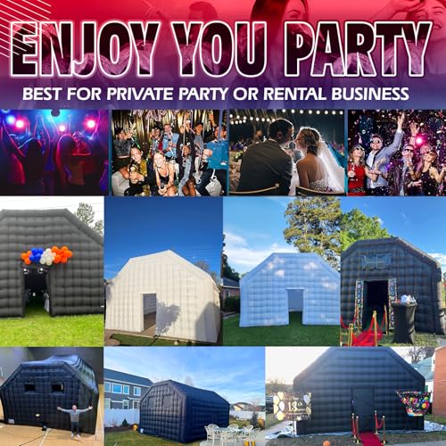 WARSUN Large Black Inflatable Nightclub 20x16.5x12Ft Inflatable Party Tent with Logo Area Inflatable Night Club Tent for Adults Wedding Birthday