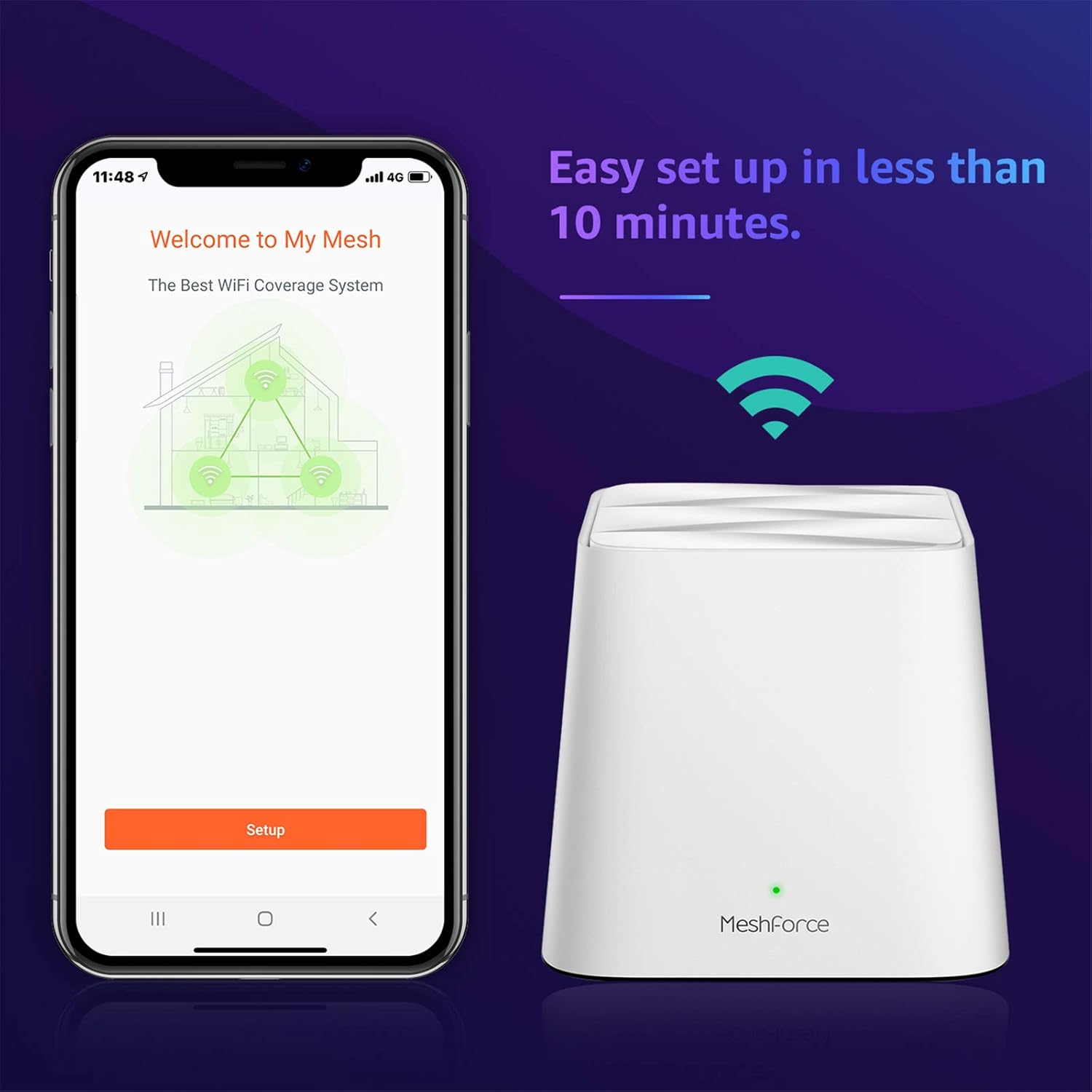 Meshforce M1 Mesh WiFi System, Whole Home WiFi Performance, WiFi Router Replacement, Max Wireless Coverage 6+ Rooms, Easy to Setup