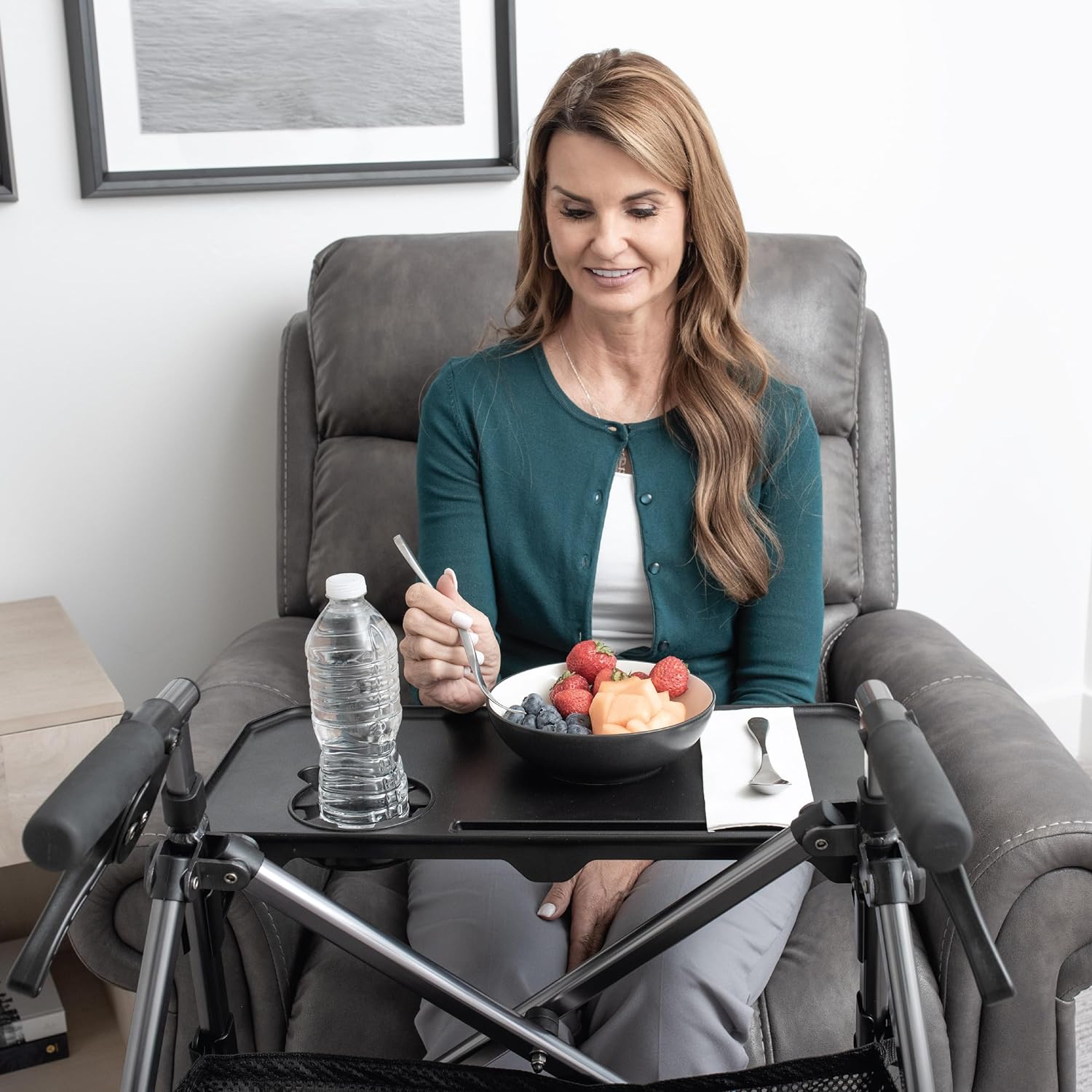 Stander Walker Tray Table, Mobility Walker Tray Accessory for Walkers and Rollators with Cup Holder, Tool-free Assembly, Multipurpose Tray for Eating