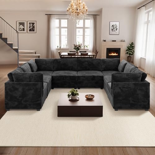 ovios 130.7" Modular Sectional Sofa Couch, U-Shaped Cloud Couches with 2 Ottomans Chaise