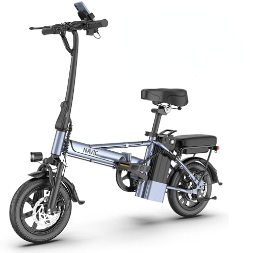 NAVIC Electric Bike for Adults, 14'' Adults Electric Bicycles, Peak 750W Folding Ebike with 499.2/749Wh Removable Battery, Max Speed 22mph