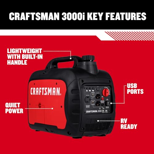 Craftsman C0010250 2,500-Watt Gas Portable Generator - Reliable Power for Outdoor Activities - Quiet Operation - Lightweight and Compact Design