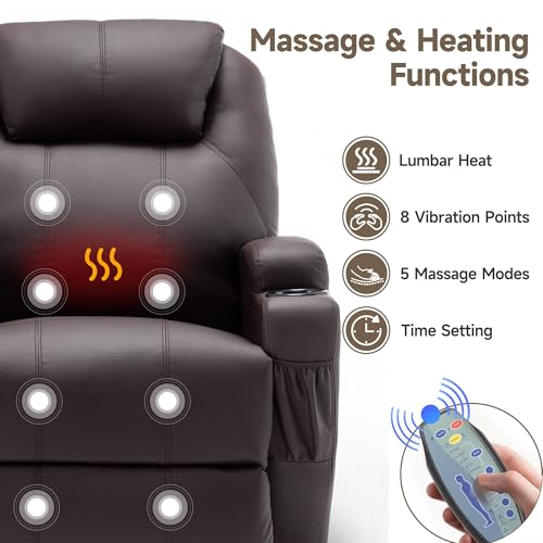 Recliner Chair, Rocking Chair with Massage and Heat, 360° Swivel Recliner Chairs for Adults