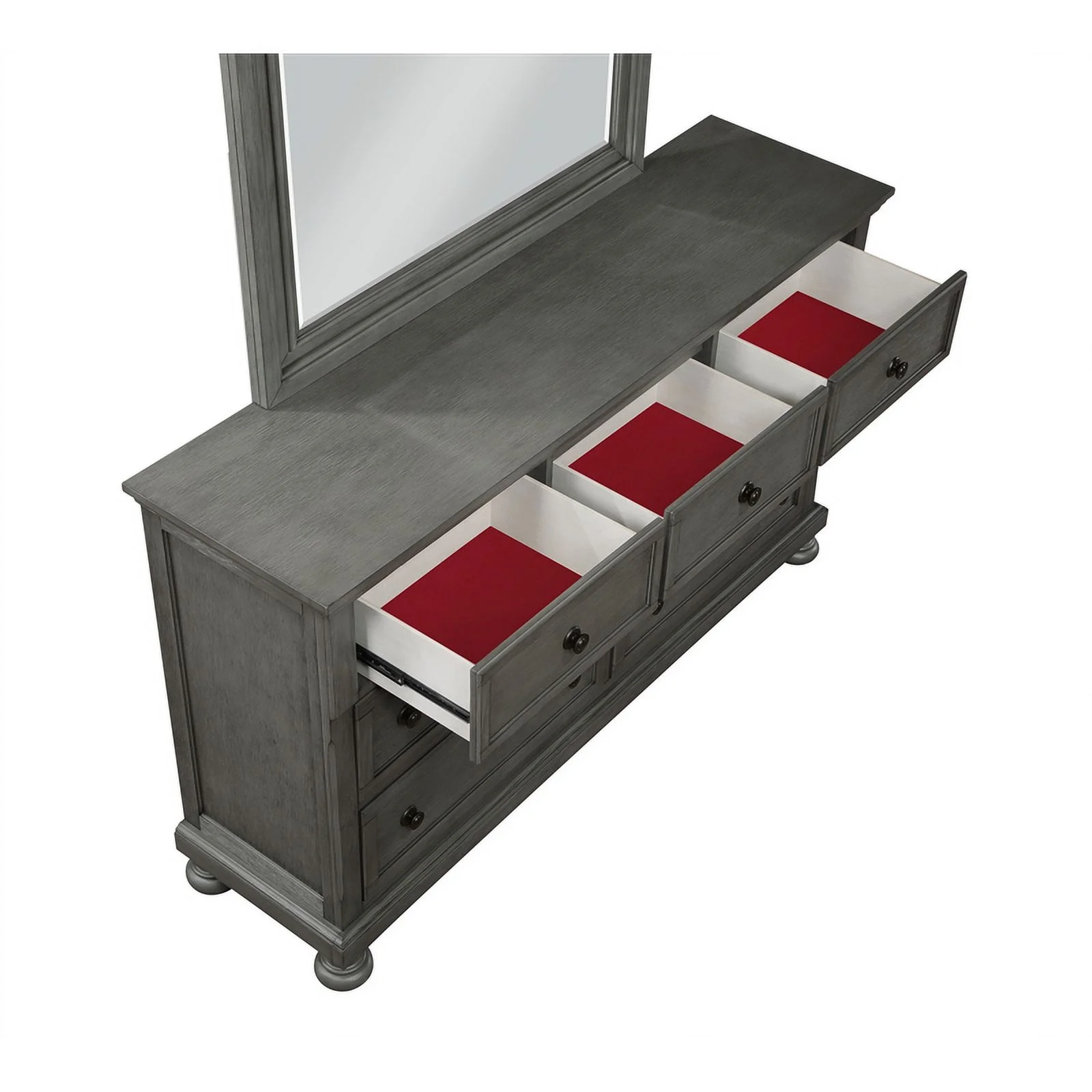 Pemberly Row Modern 5PC King Bedroom Set Made with Wood & Rustic Gray Finish