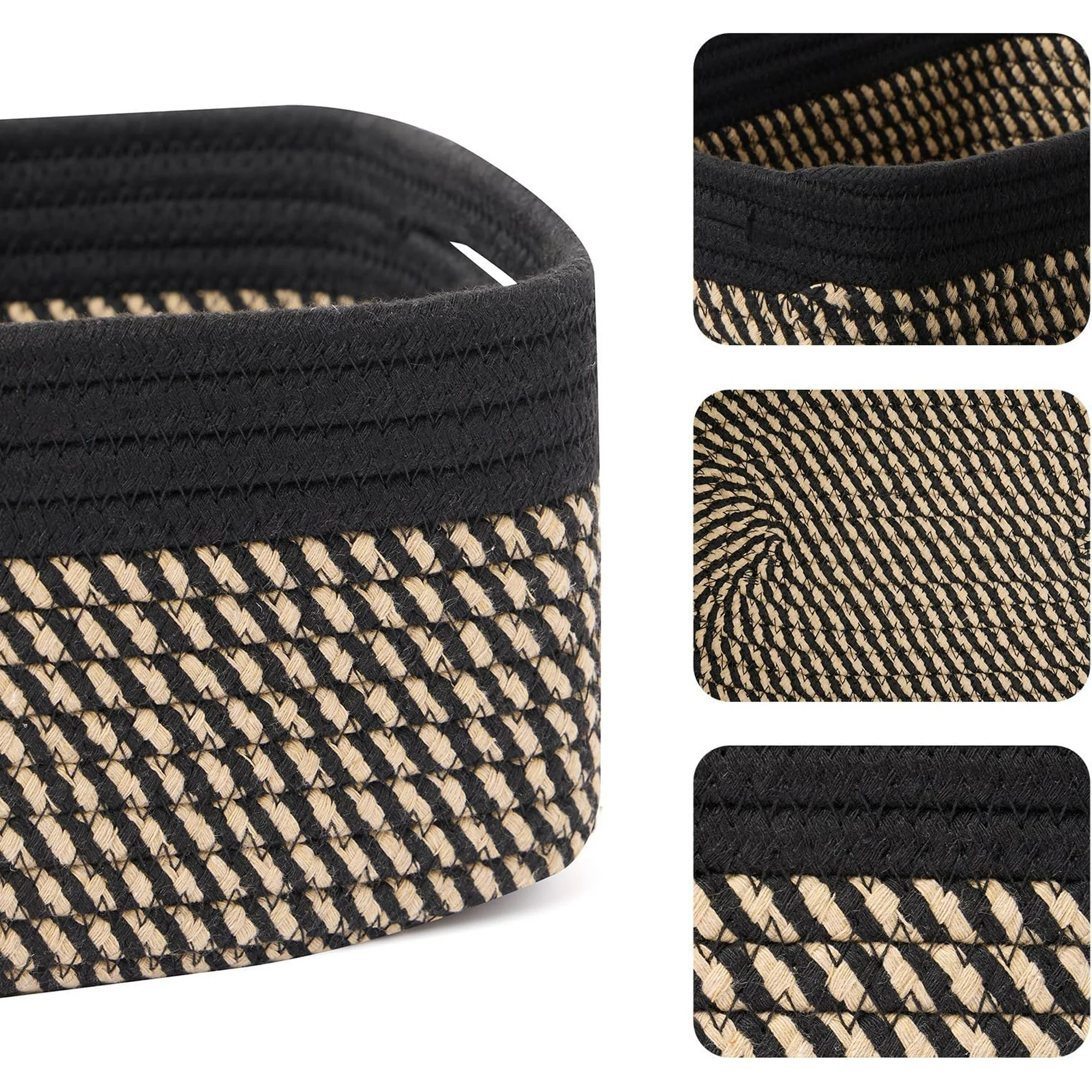 AllWays Plaza Small Storage Baskets for Organizing | Closet Organizer Bins | Shelf Toy Basket | Woven Rope Baskets | Cube Decorative Box | Shallow