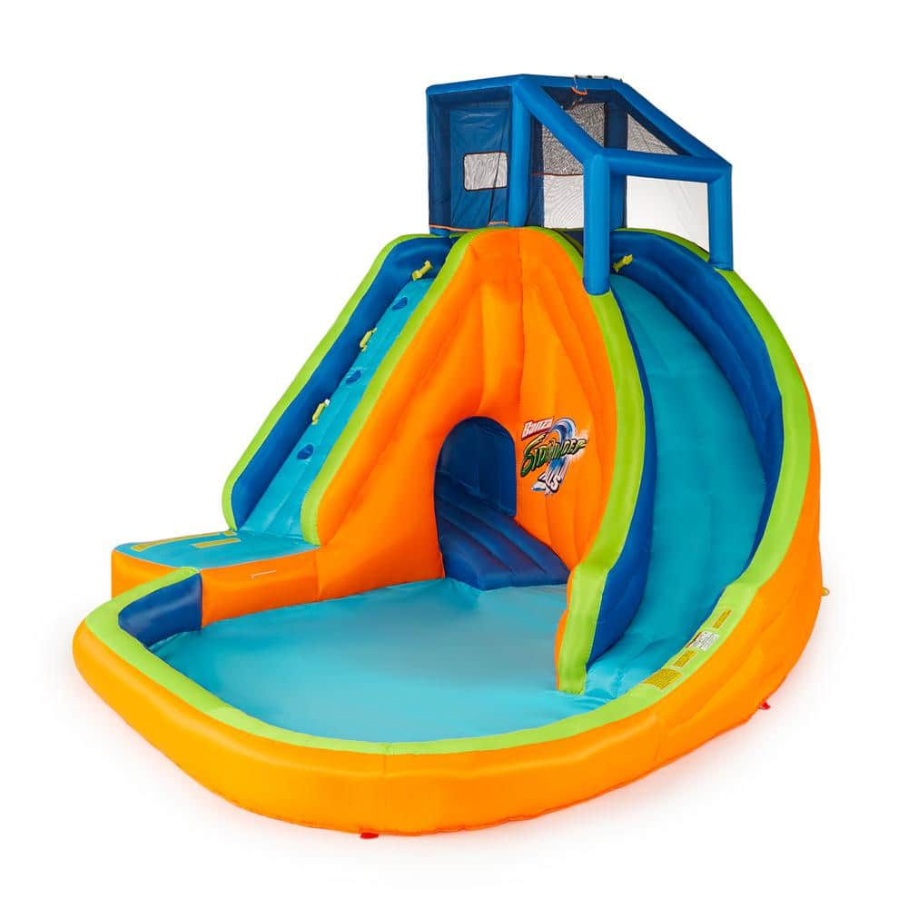 BANZA Multi Polyester Sidewinder Falls Inflatable Water Park Play Pool with Slides and Blower