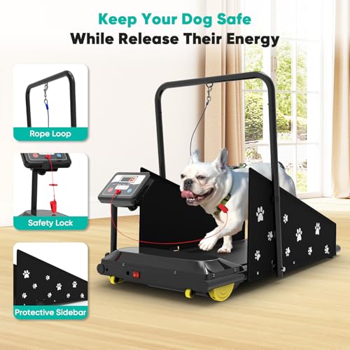 Petbobi Dog Treadmill for Medium Dogs - 265lbs Heavy-Duty Compact Pet Runner with 360° Rotatable Display Screen, Remote Control & Wheels