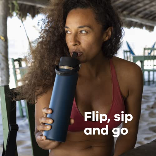 HYDRO FLASK Wide Mouth vacuum insulated stainless steel water bottle with leakproof closeable straw lid for cold water drinks, sports, travel