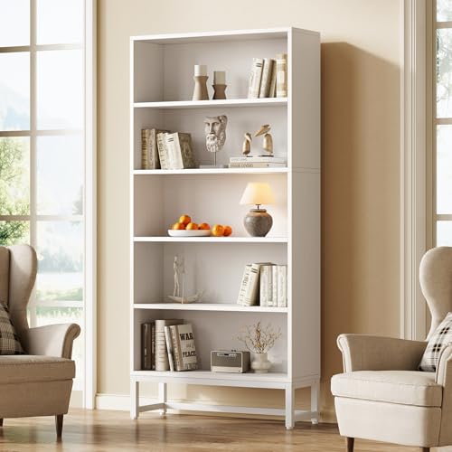 70.8 Inch Tall Bookcase and Bookshelf with Closed Back Shelf, 5-Tier Large Bookcases Organizer with Storage Shelves