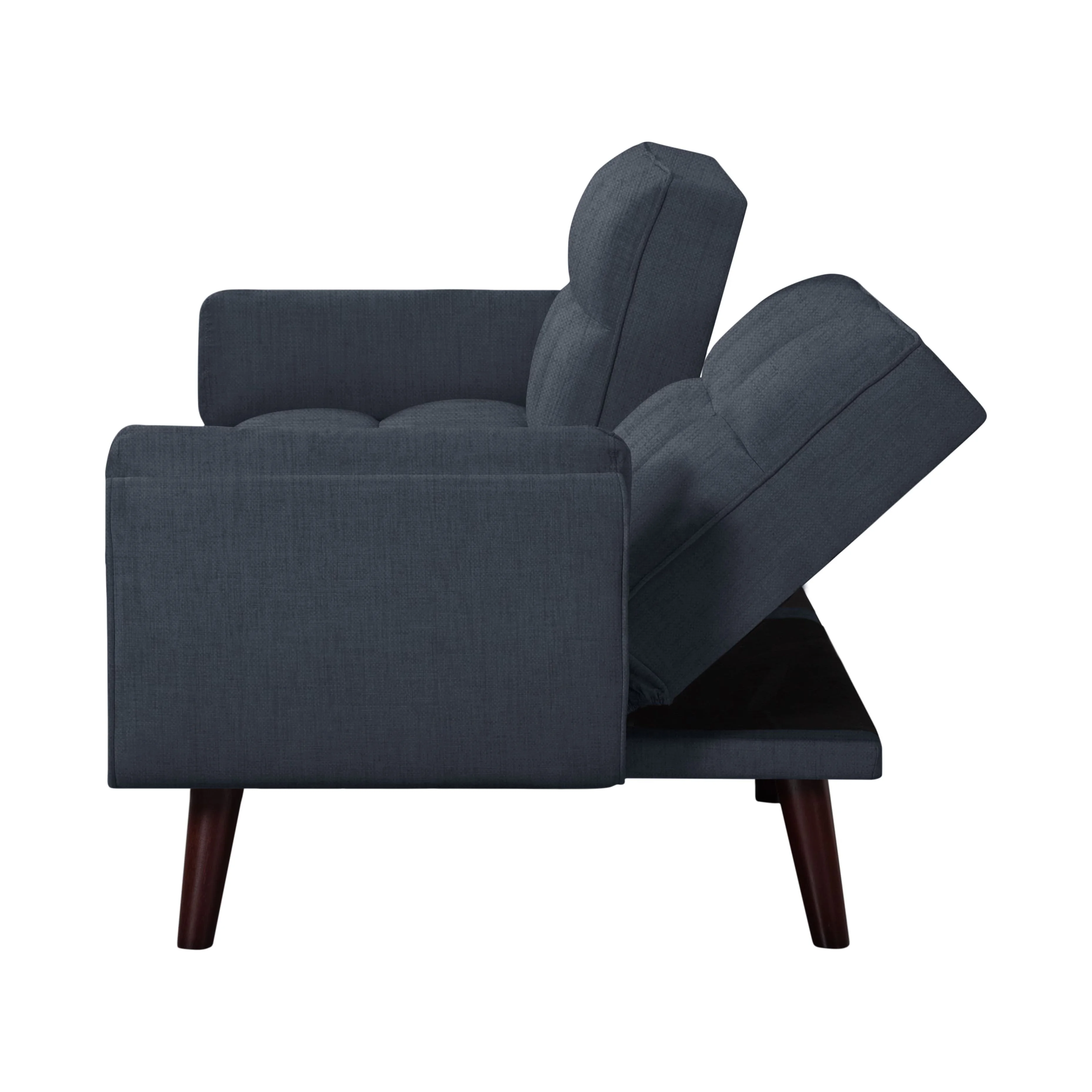 BSHTI 76” Futon Sofa Bed,Upholstered with Polyester,Wood Frame,2 Arm Pillows Included,3 Adjustable Positions ,5 Colors for Choosing