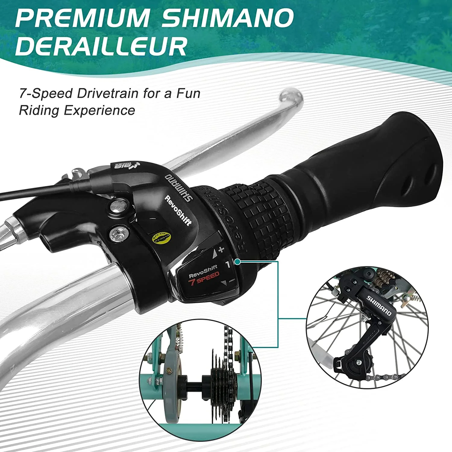 Docred Adult Tricycle 7 Speed 24 Inch Three Wheel Bike Cruiser Trike for Men/Women/Seniors