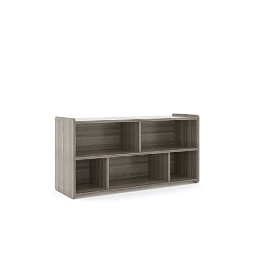 Toddler 5-Compartment Storage Cubby Shelf - Wooden Book and Toy Organizer for Kids Classroom, Nursery, Daycare, Playroom, 46" W x 23.5" H (Maple