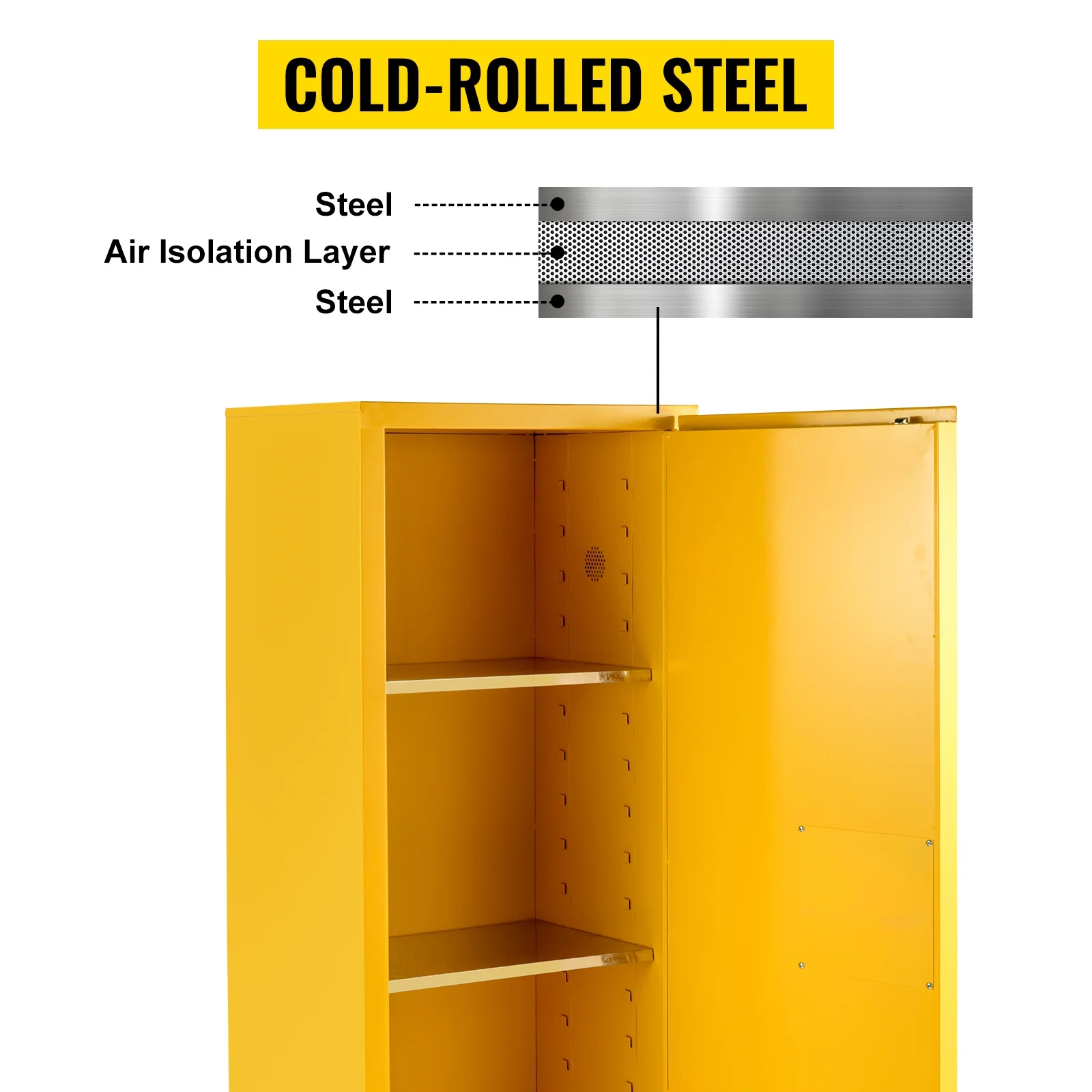VEVOR Flammable Cabinet 18" x 18" x 35", Galvanized Steel Safety Cabinet, Adjustable Shelf Flammable Storage Cabinet