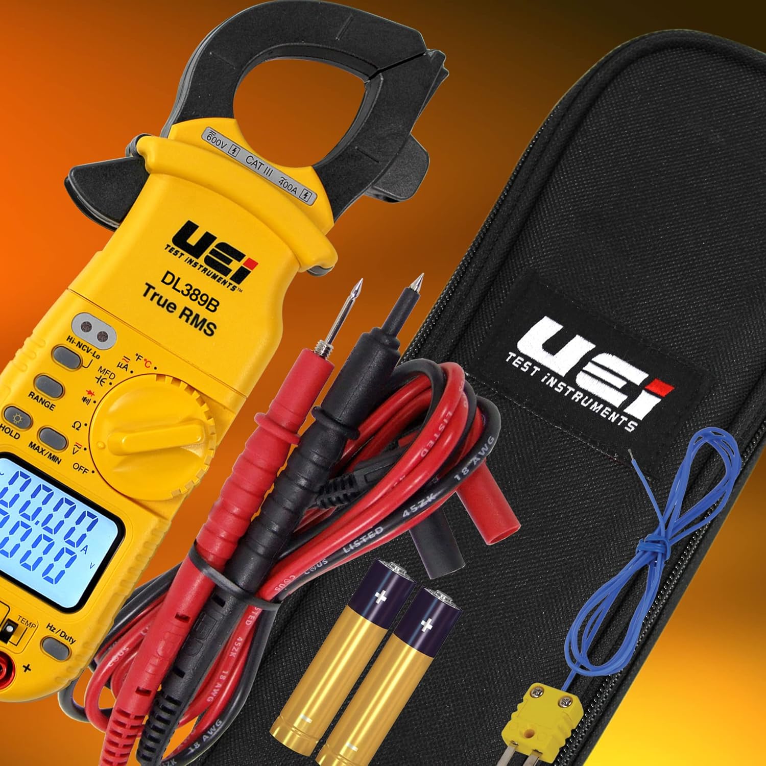 UEi DL389B Digital True RMS Clamp Meter, HVAC 4000 Counts Auto Ranging Voltmeter