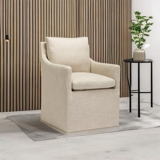 DUHOME Upholstered Dining Chair,Linen Accent Chair for Living Room,Single Sofa with 4 Casters